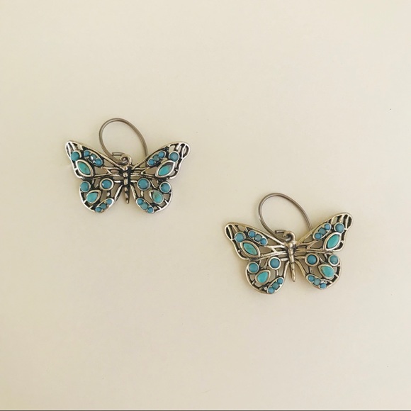 Turquoise Fossil Butterfly Necklace & Earrings - Picture 2 of 4